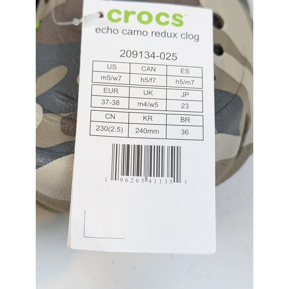 Crocs Echo Camo Redux Clog Men's 5 Women's 7 Unisex Slip On Shoes Sandals NWT